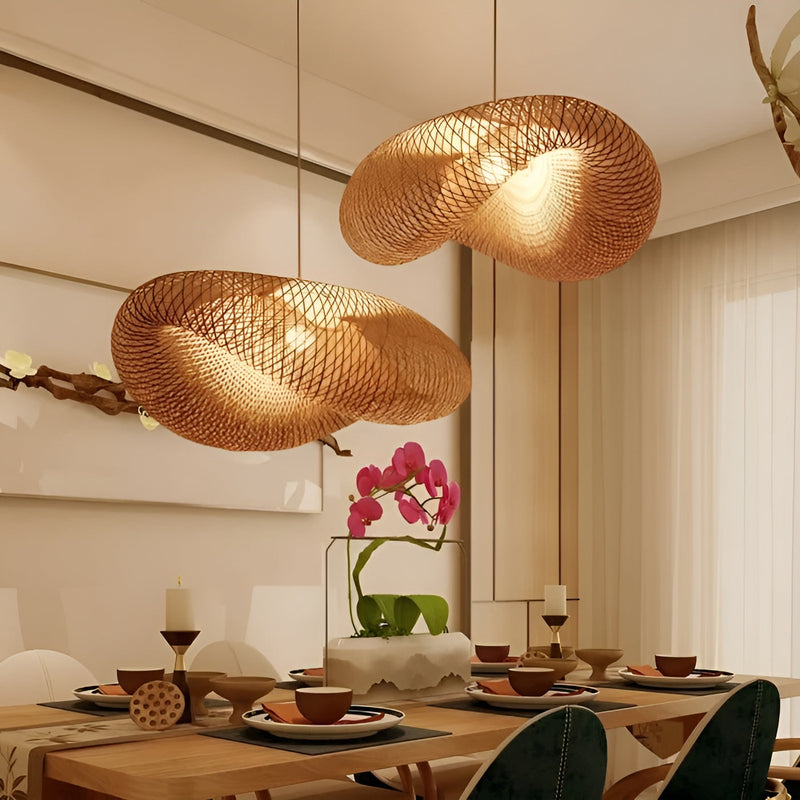 Organic-Style Bamboo Pendant Lamp with Natural Design