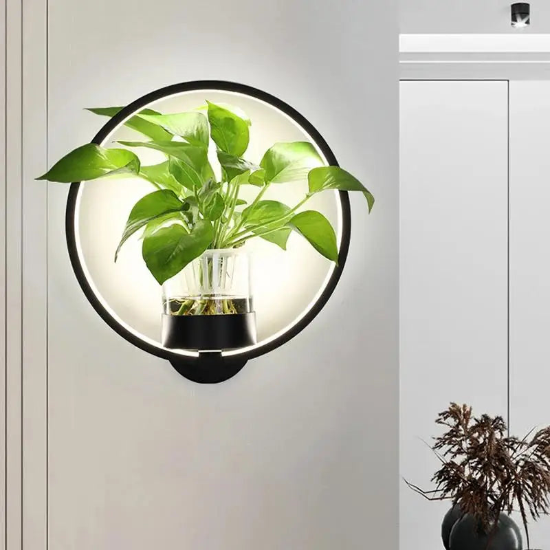 LED Botanical Wall Light with Glass Vase – Oval & Round
