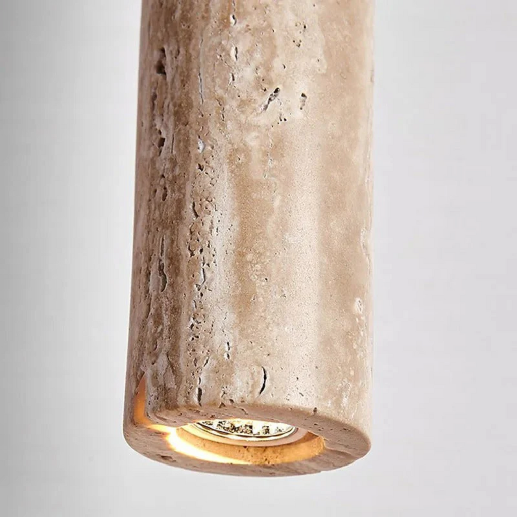 Travertine LED Hanging Light – Simple Wabi-Sabi Design, Warm White