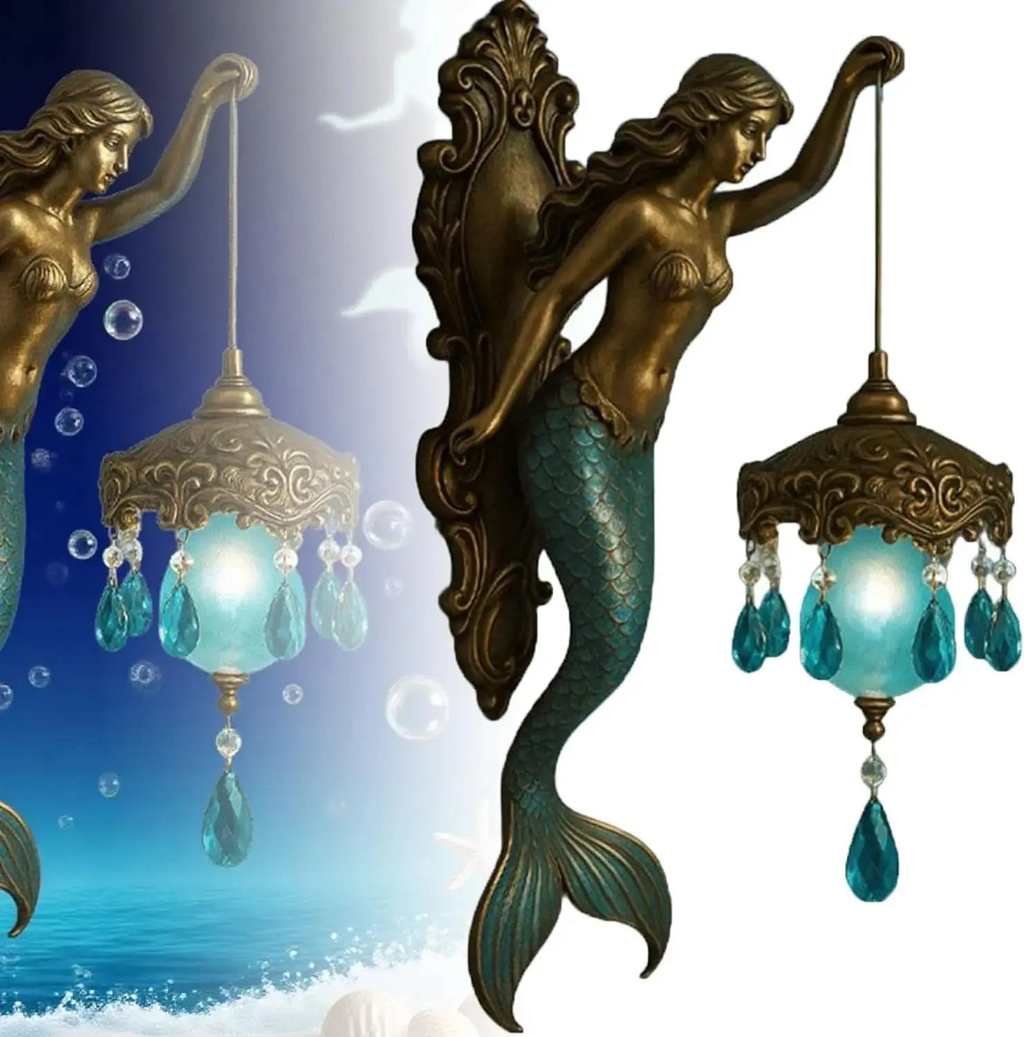 Baroque Style Mermaid Wall Lamp – Romantic Illumination for Your Home