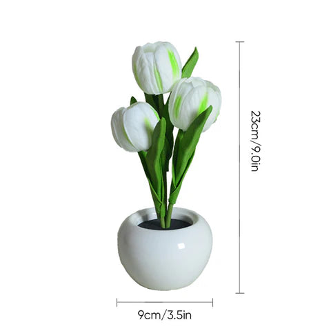Tulip LED Desk Lamp in Ceramic Vase – Warm Ambient Light