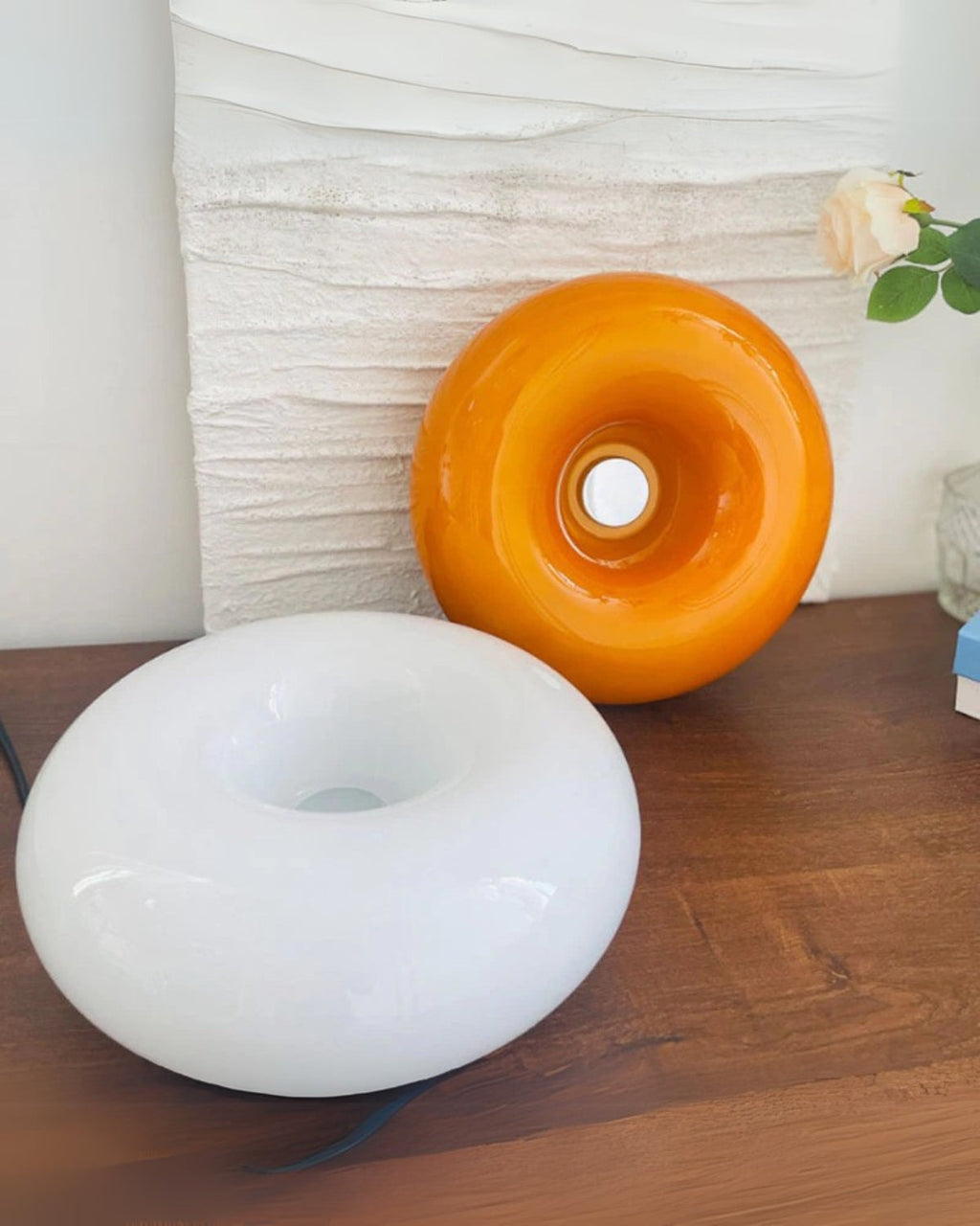 Round Donut-Shaped Table Lamp with Gentle LED Illumination