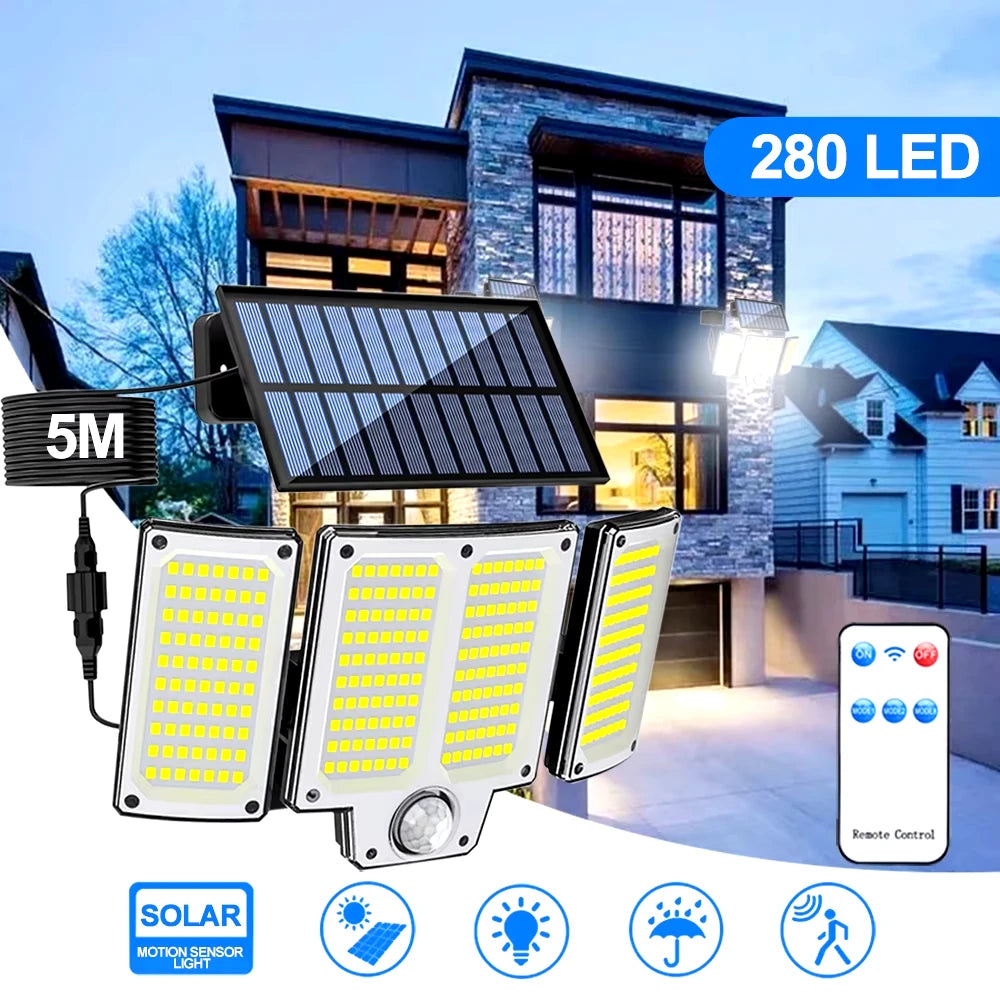 Solar Outdoor Wall Light with Motion Detector – 106/144/280 LEDs