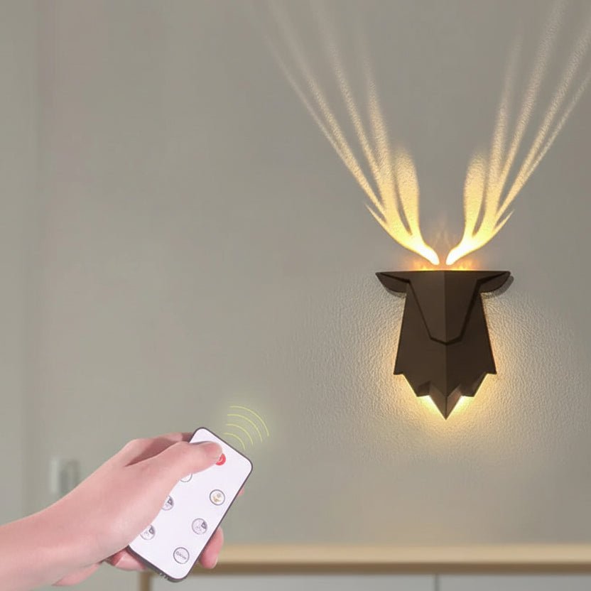 Deer-Shaped Wall Lamp with Dimming Feature and Remote Control