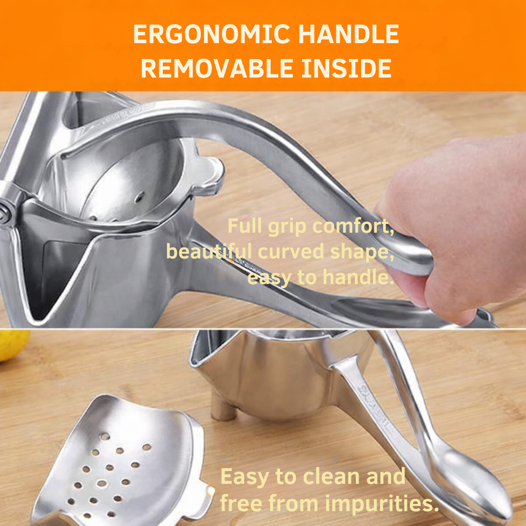 Manual Fruit Juicer | Stainless Steel Citrus Press | Non-Slip Lever Grip | PureSqueeze