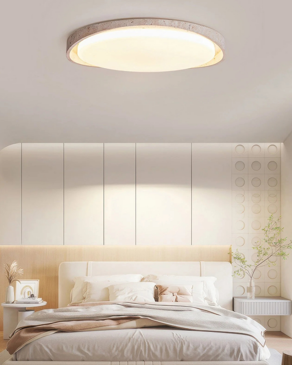 Ceiling Light in Stone Finish – Gentle, Uniform Illumination