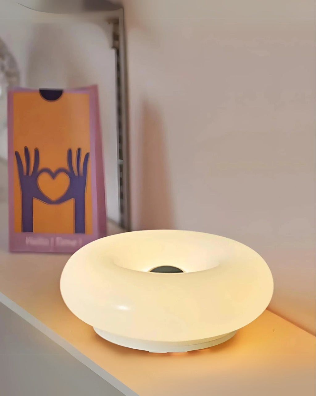 Round Donut-Shaped Table Lamp with Gentle LED Illumination
