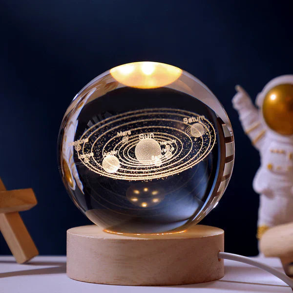 3D Carved Crystal Globe Lamp – Soft LED Night Light