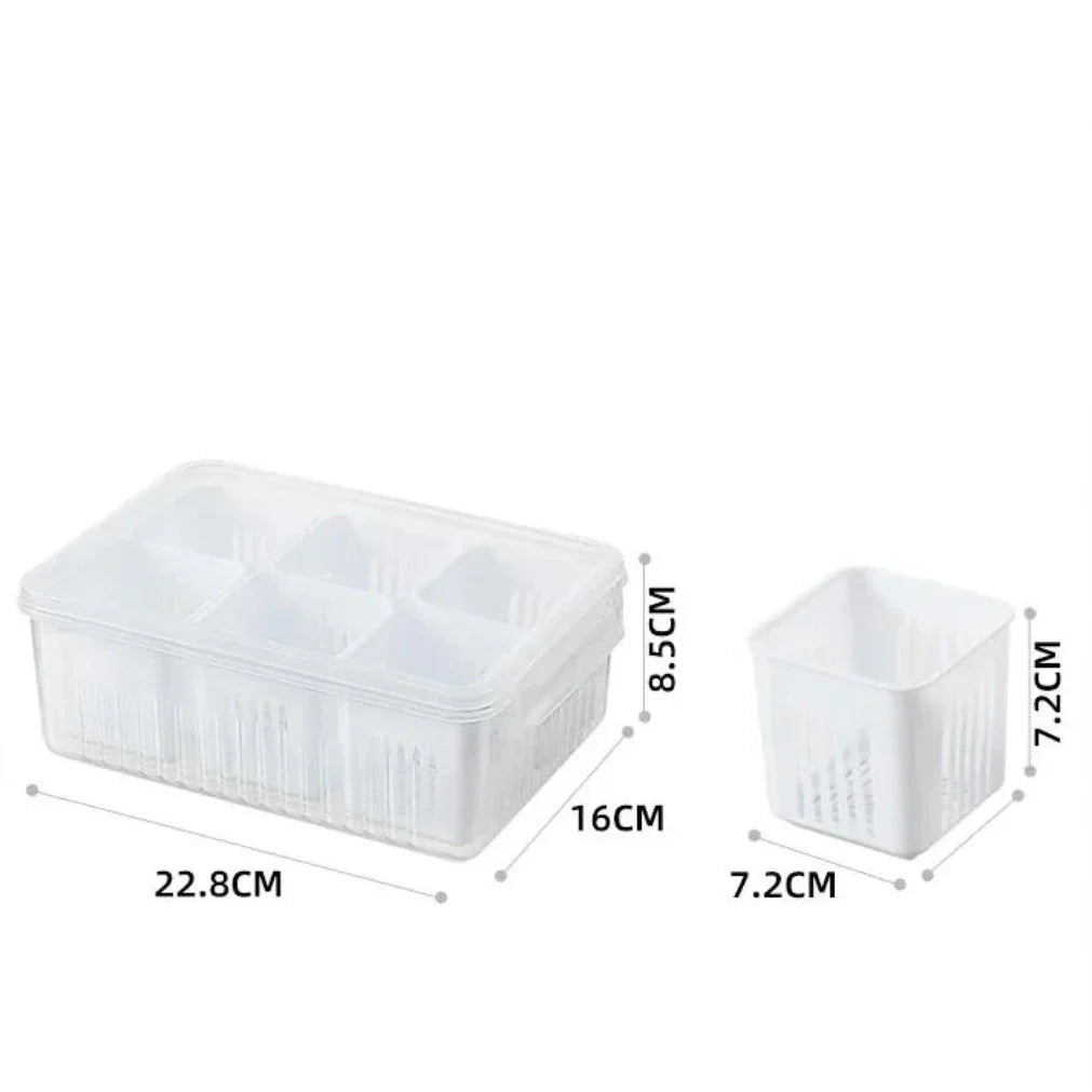 Refrigerator Storage Container | Moisture-Resistant Drain Insert | Stackable Tray | CoolClear