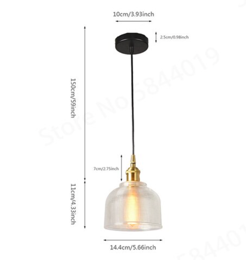 Vintage Glass Hanging Pendant Light