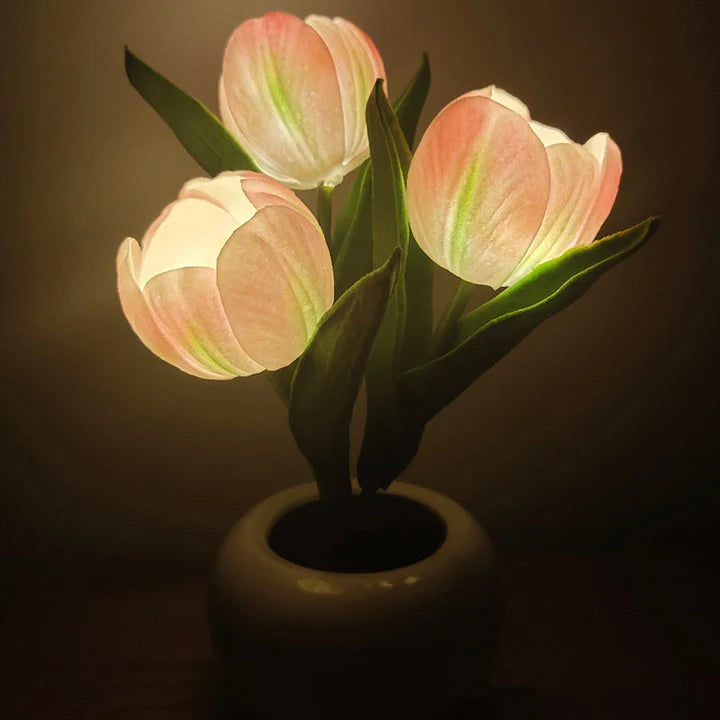 Tulip LED Desk Lamp in Ceramic Vase – Warm Ambient Light