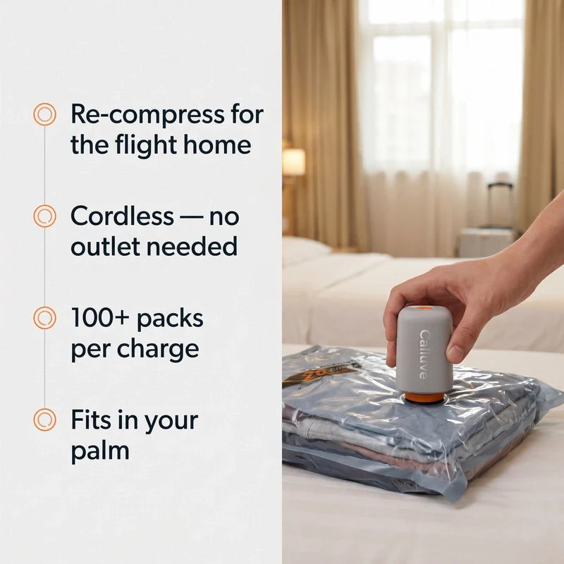 Calluve PacVac | Portable Travel Vacuum Bags