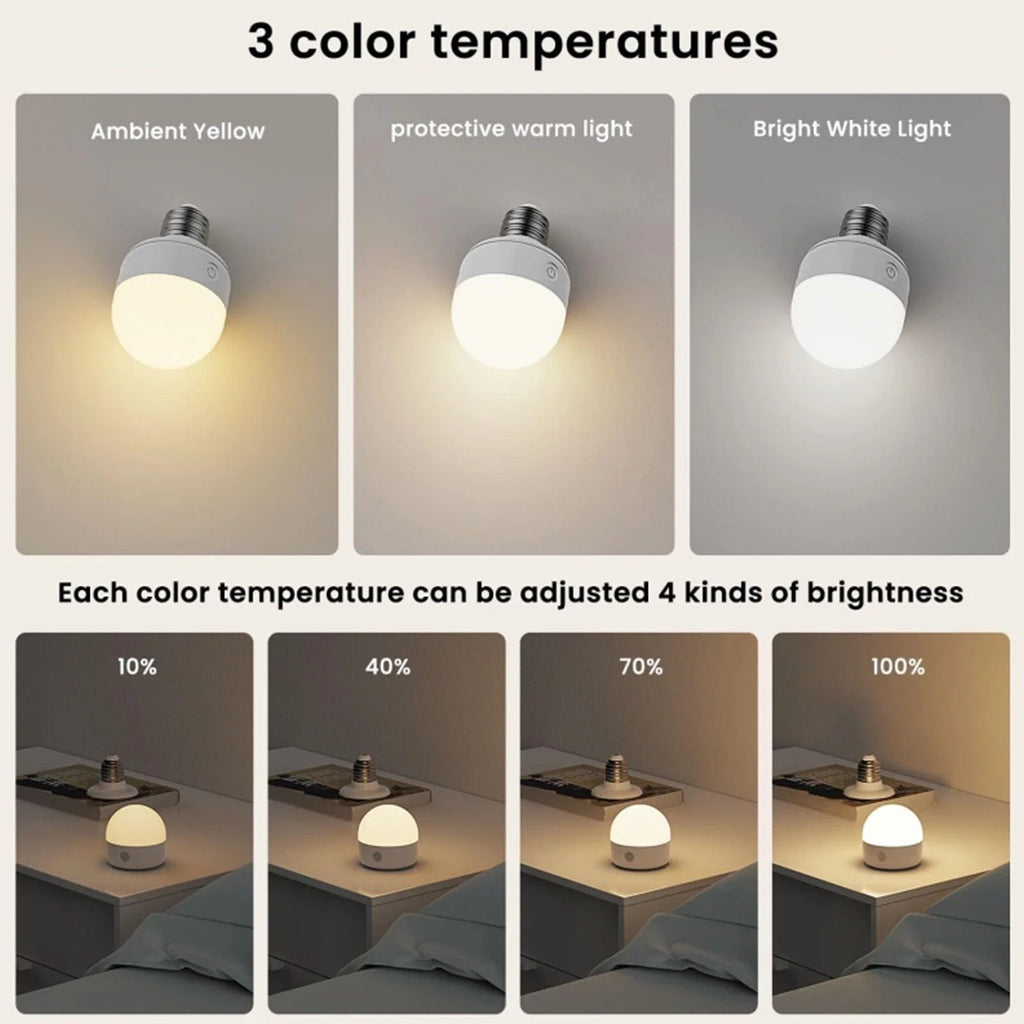 Rechargeable E27 RGB LED Lamp with Remote Control – Wire-Free Setup