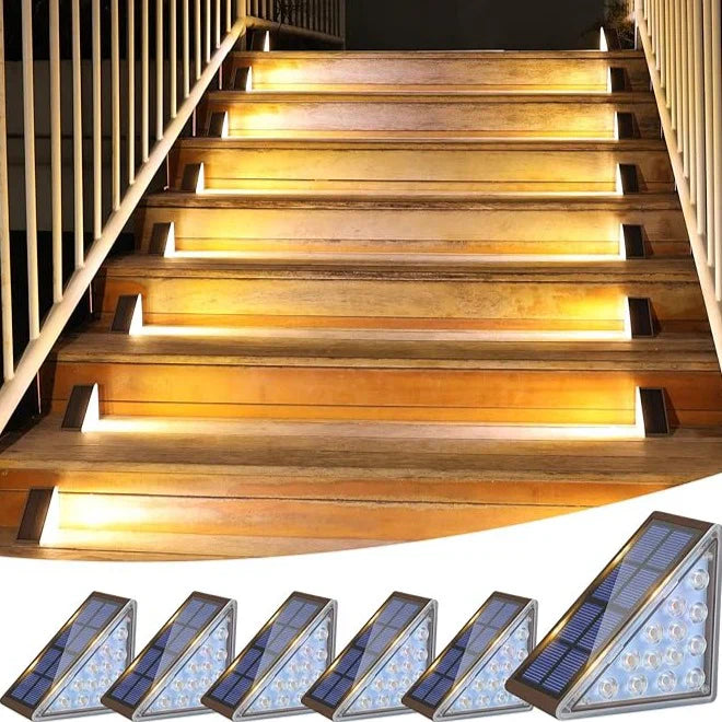Outdoor Solar Stair Lights – Warm White LED Illumination, Pack of 4 or 10
