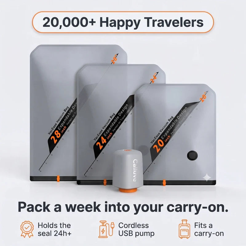 Calluve PacVac | Portable Travel Vacuum Bags