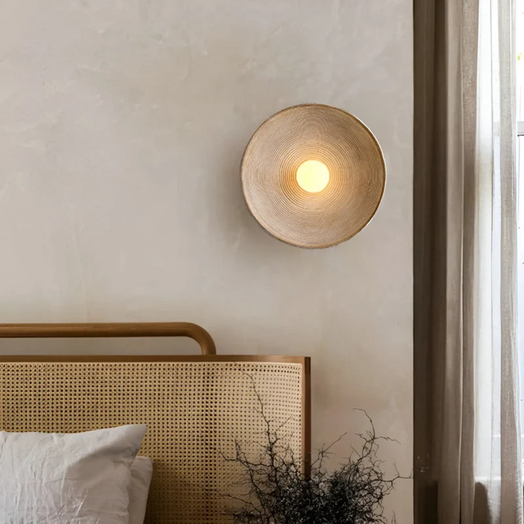 Round Wall Lamp Crafted from Glass & Resin – Wabi-Sabi Design, Tri-Color Scheme