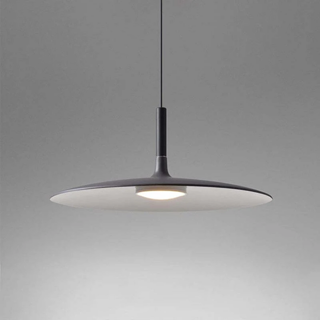 Contemporary White Metal Hanging Lamp – LED, Height Adjustable