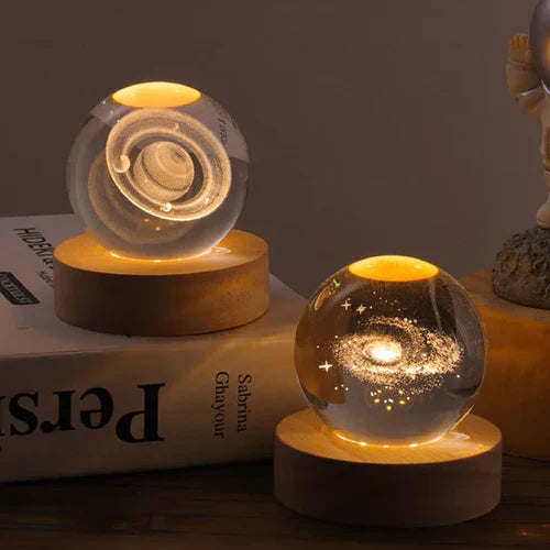 3D Carved Crystal Globe Lamp – Soft LED Night Light