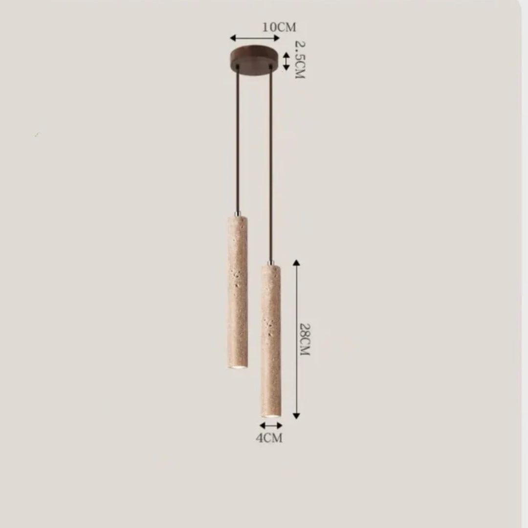 Travertine LED Hanging Light – Simple Wabi-Sabi Design, Warm White