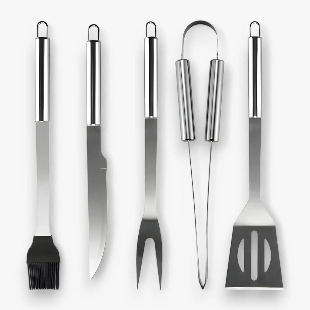 Stainless Steel BBQ Cutlery Set | Includes Carrying Case for Travel | Heat-Resistant Secure Grip | RostRanger
