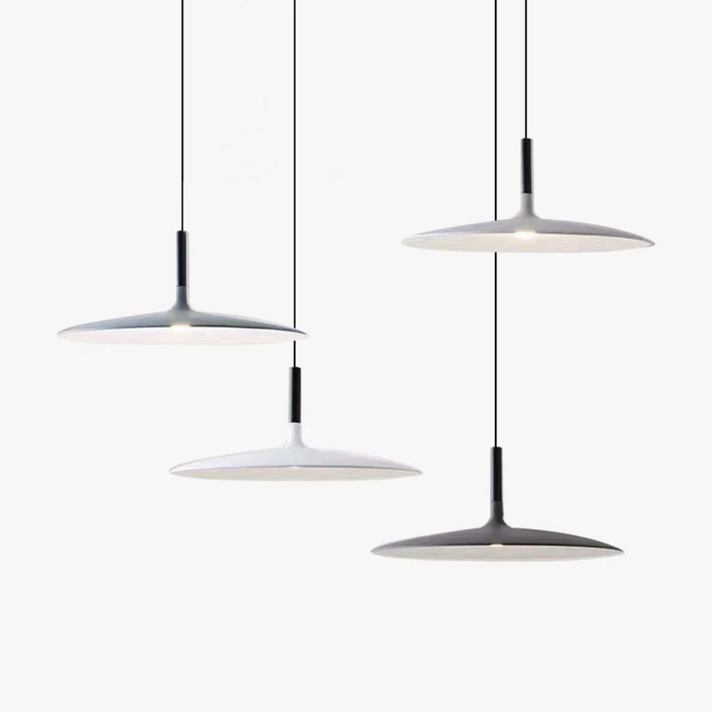 Contemporary White Metal Hanging Lamp – LED, Height Adjustable