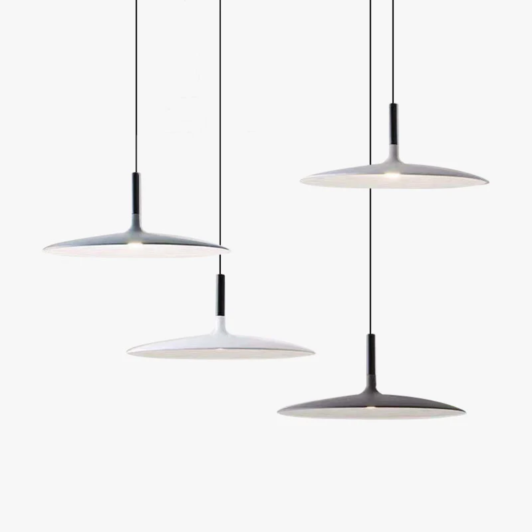 Contemporary White Metal Hanging Lamp – LED, Height Adjustable