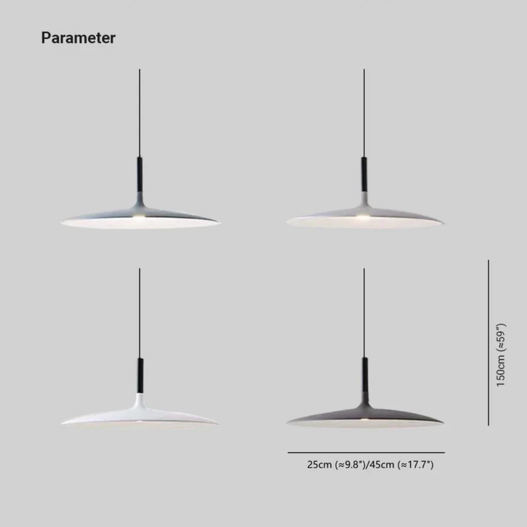Contemporary White Metal Hanging Lamp – LED, Height Adjustable