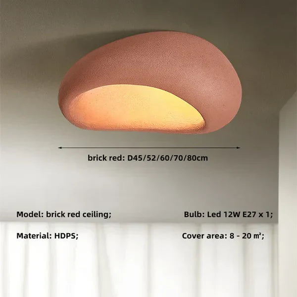Wabi Sabi Ceiling Light – Gentle Warm Glow with Natural Stone Finish