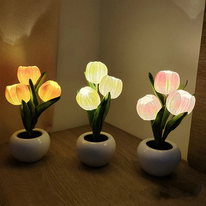 Tulip LED Desk Lamp in Ceramic Vase – Warm Ambient Light