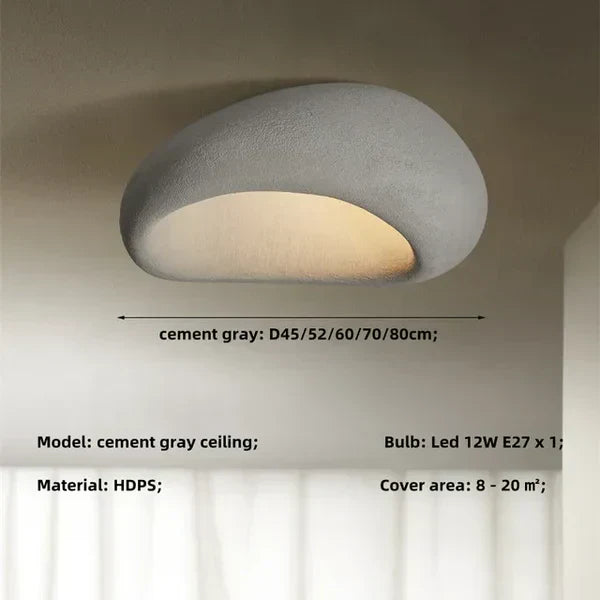 Wabi Sabi Ceiling Light – Gentle Warm Glow with Natural Stone Finish