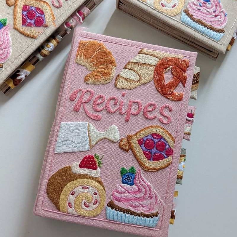Notebook | Handcrafted Recipe Journal | Embroidered Textile Cover | RecipeHeart