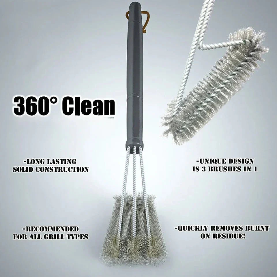 Stainless Steel BBQ Grill Grate Scrubber Brush | Eliminates Burnt Residue | Non-Slip Grip | FireScrub