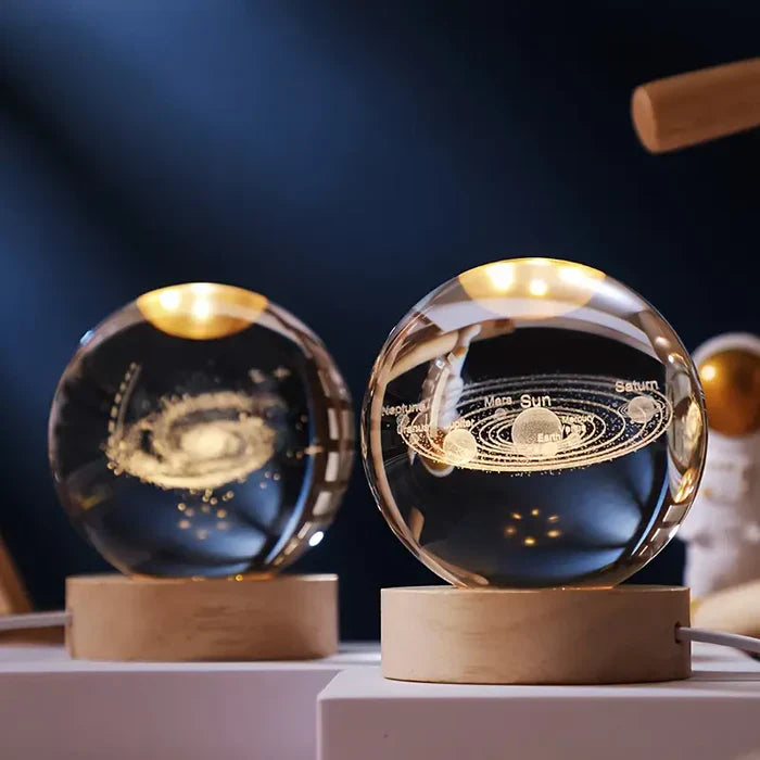 3D Carved Crystal Globe Lamp – Soft LED Night Light