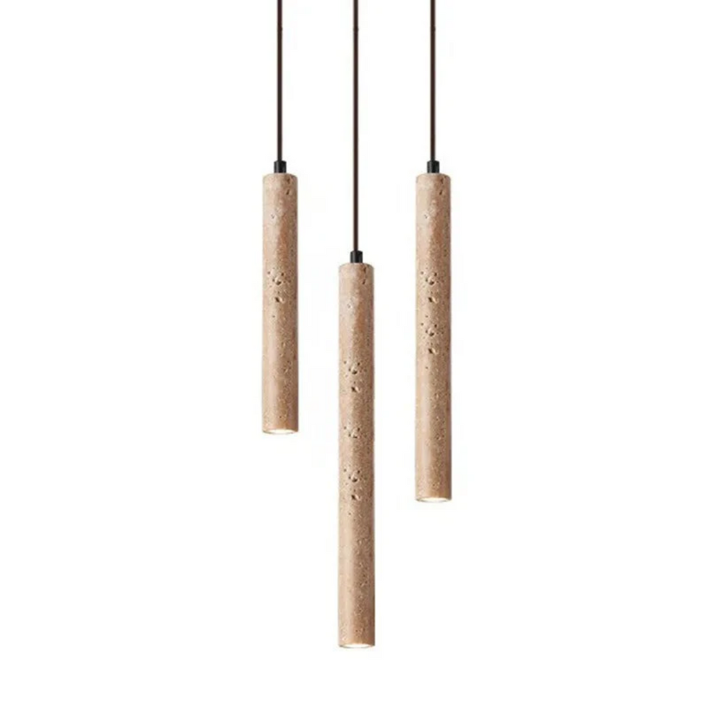 Travertine LED Hanging Light – Simple Wabi-Sabi Design, Warm White