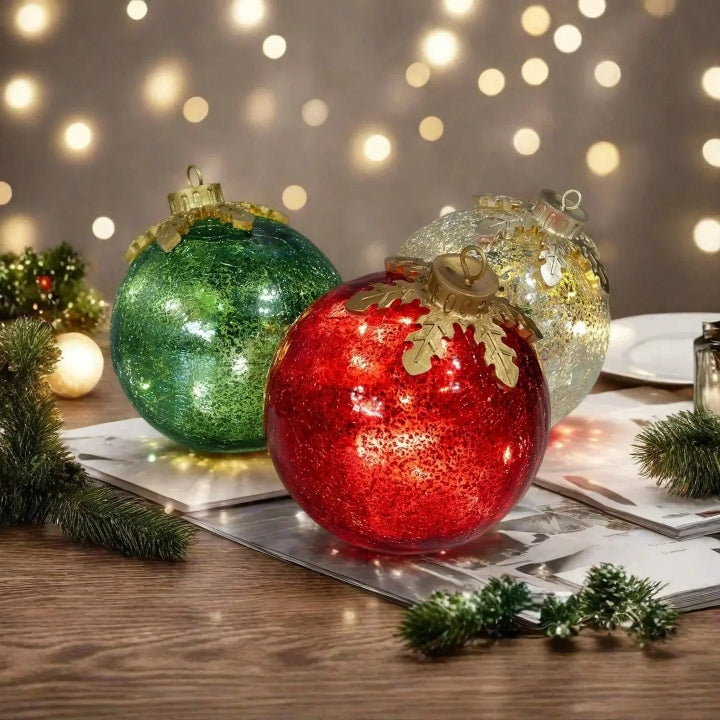 Glass Table Decorations Christmas Set of 3 — Bring Shimmering Charm to Any Table