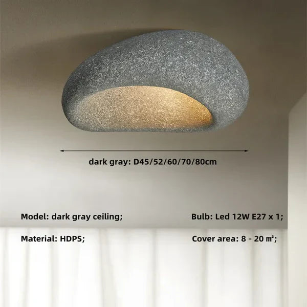 Wabi Sabi Ceiling Light – Gentle Warm Glow with Natural Stone Finish