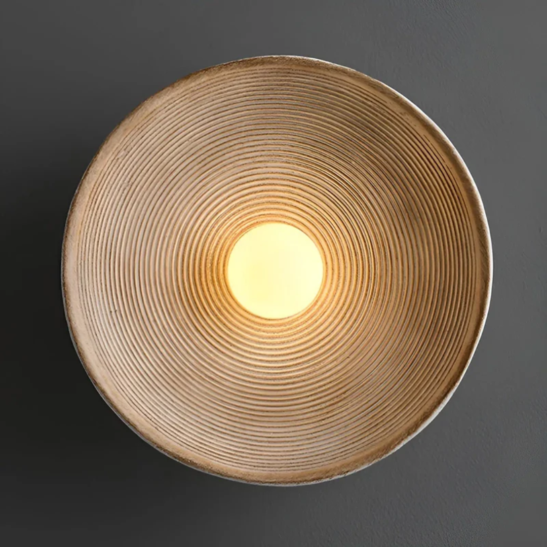 Round Wall Lamp Crafted from Glass & Resin – Wabi-Sabi Design, Tri-Color Scheme
