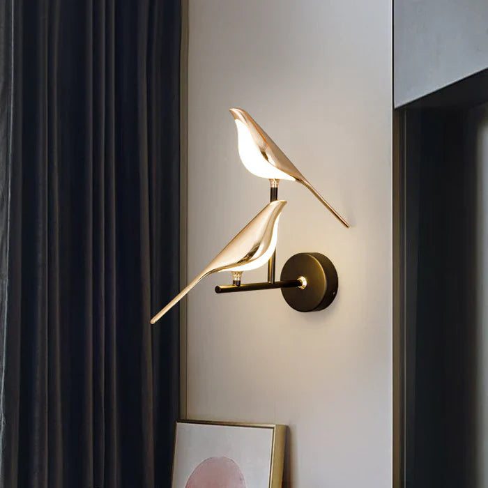 Bird Figurine Table Lamp with Gold Sculpture Accent