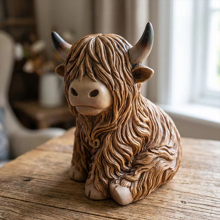 Highland Cattle Night Lamp Crafted from Resin – Decorative Lighting with Cozy Amber Glow