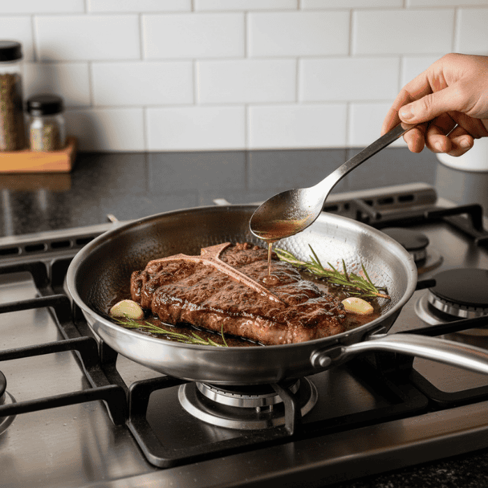 Stainless Steel | Non-Coated Searing | Uniform Heat Distribution | TitanCore