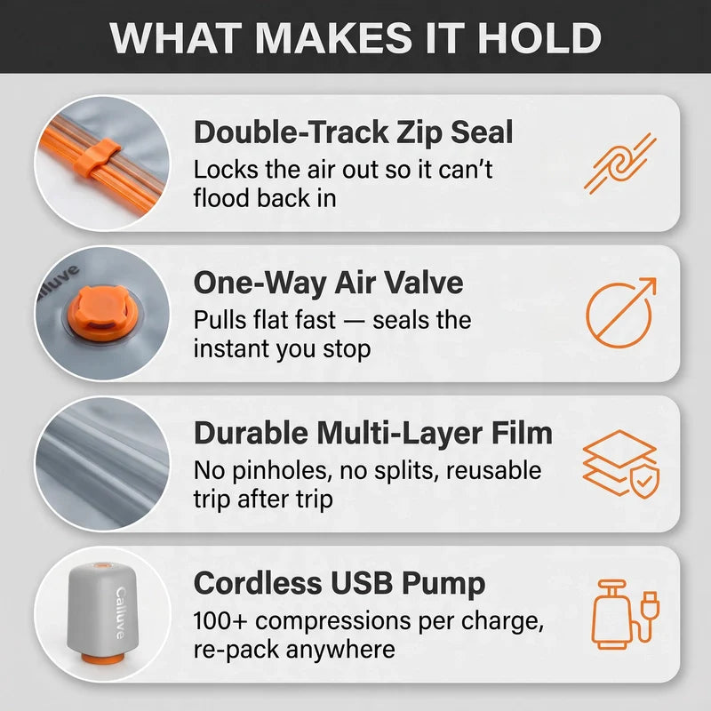 Calluve PacVac | Portable Travel Vacuum Bags