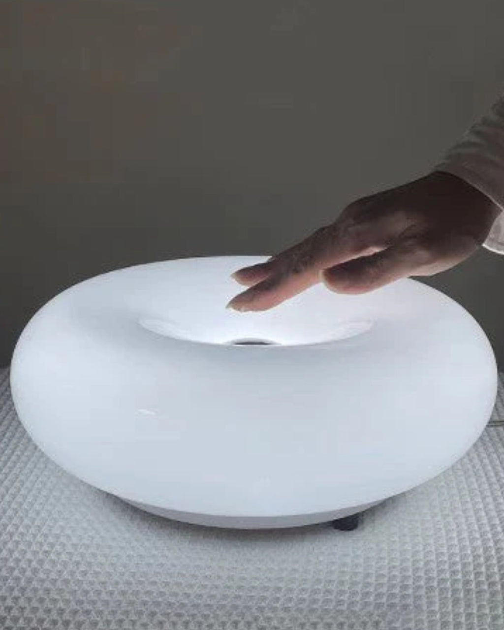 Round Donut-Shaped Table Lamp with Gentle LED Illumination