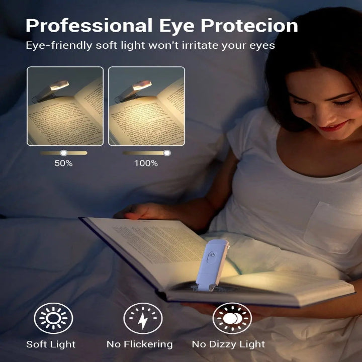 USB Rechargeable Reading Light — Ideal for Nighttime Reading Without Disturbance