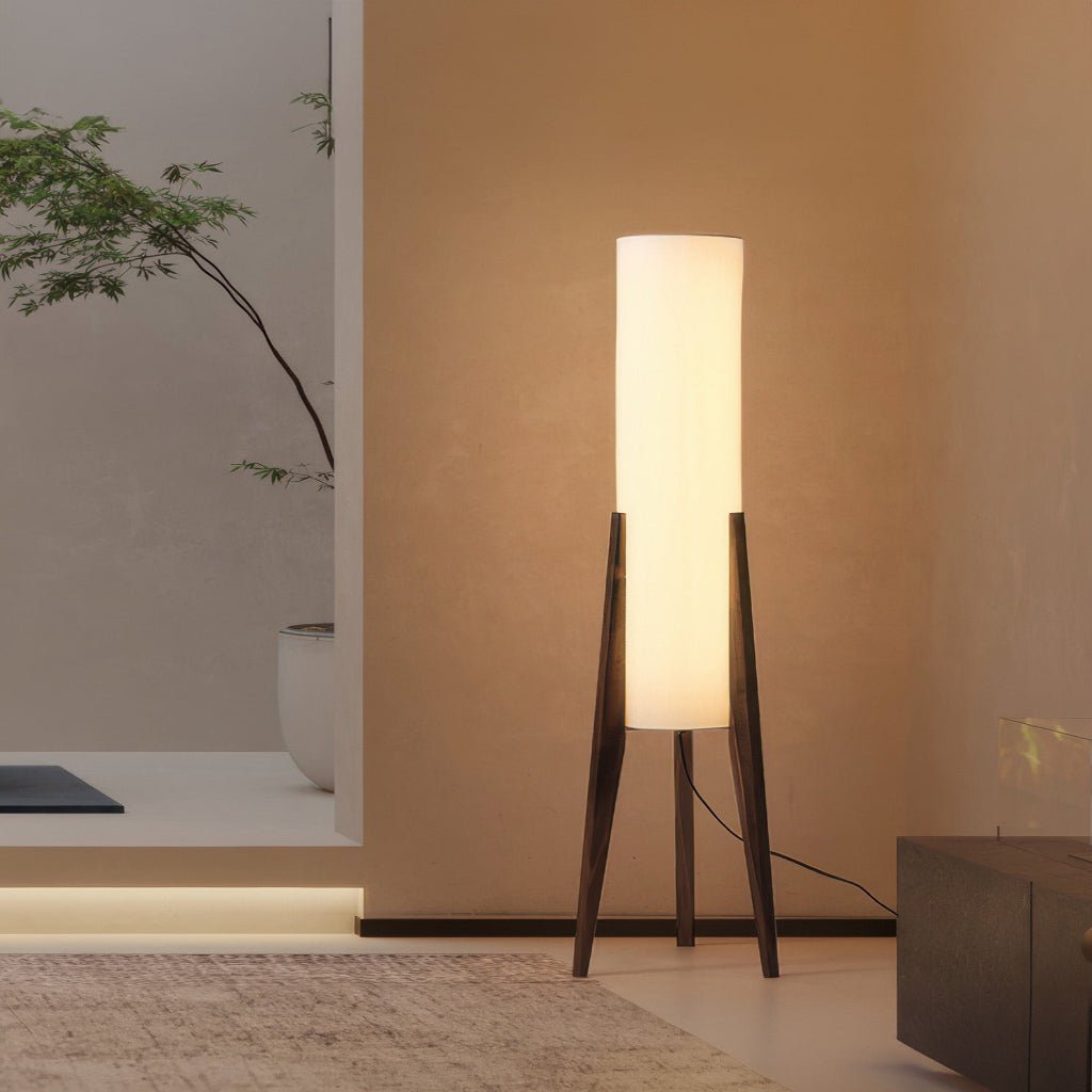 Scandinavian Style Floor Lamp with Walnut Base and Adjustable LED