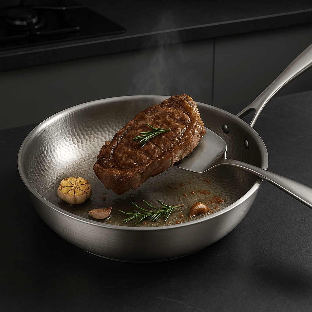 Stainless Steel | Non-Coated Searing | Uniform Heat Distribution | TitanCore