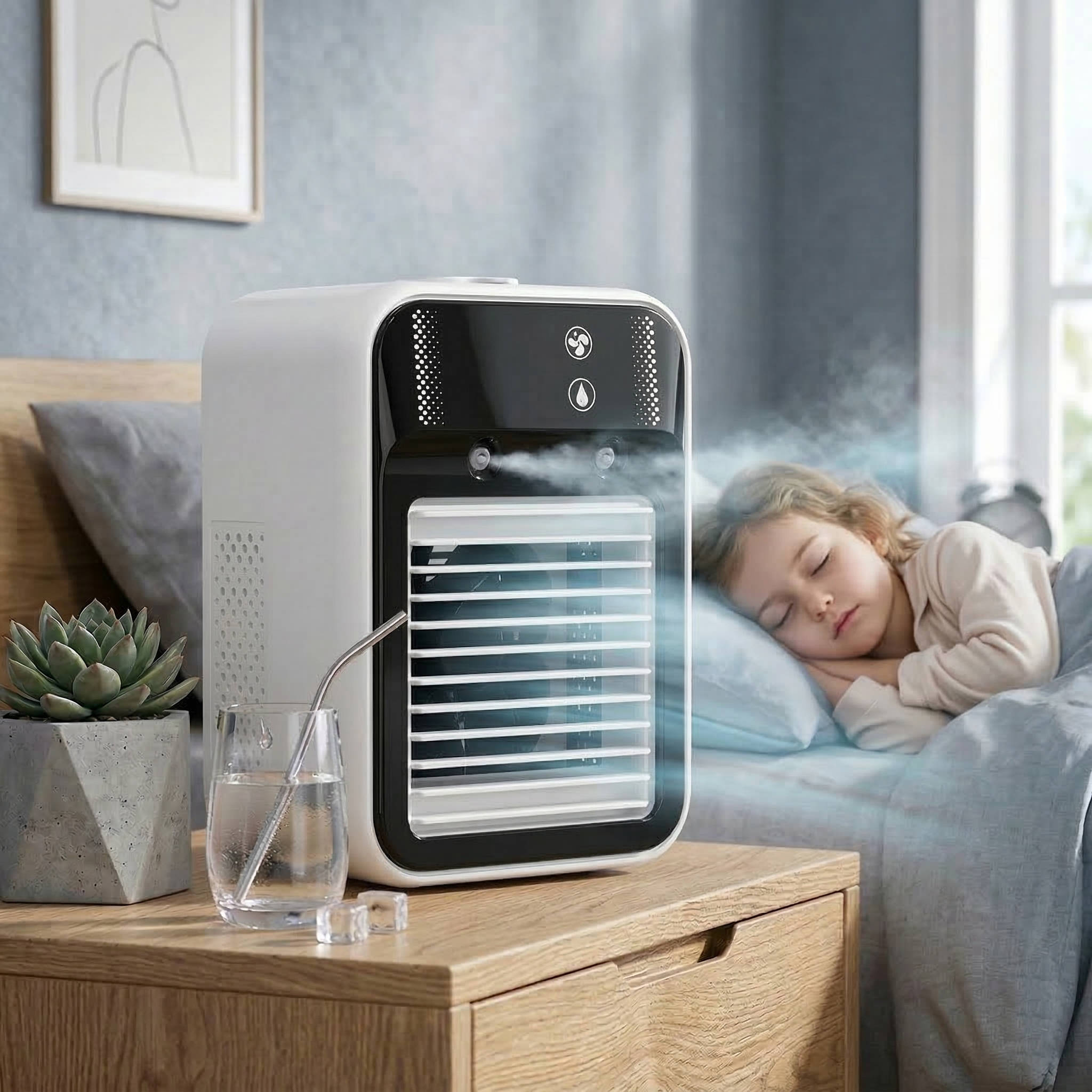Rechargeable Mist Fan 17oz Tank Dual Spray