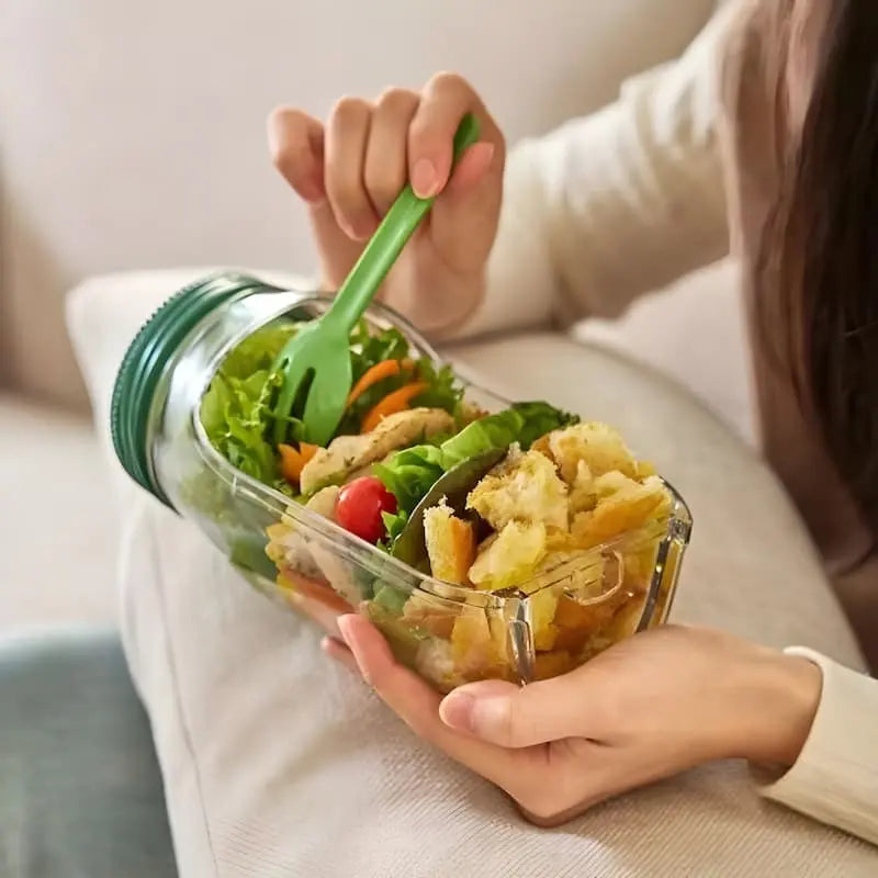 Glass Salad Dish | Side Entry | Airtight Twist Cap | FreshBowl