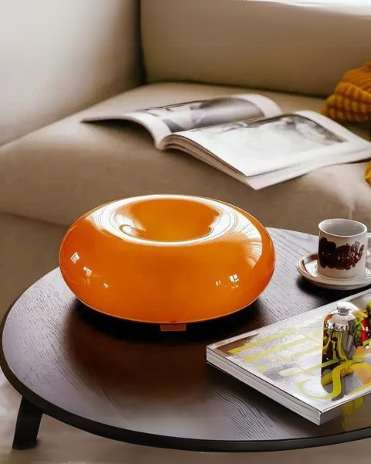 Round Donut-Shaped Table Lamp with Gentle LED Illumination