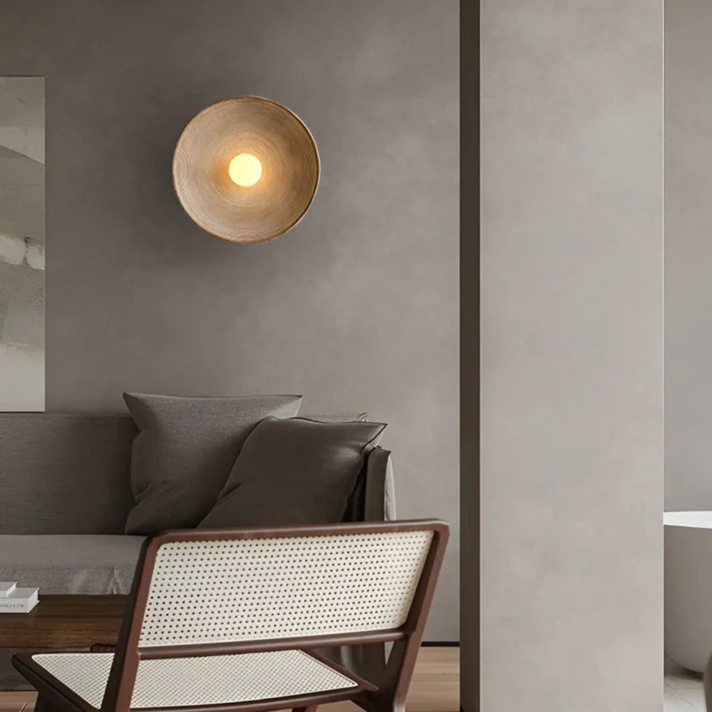 Round Wall Lamp Crafted from Glass & Resin – Wabi-Sabi Design, Tri-Color Scheme