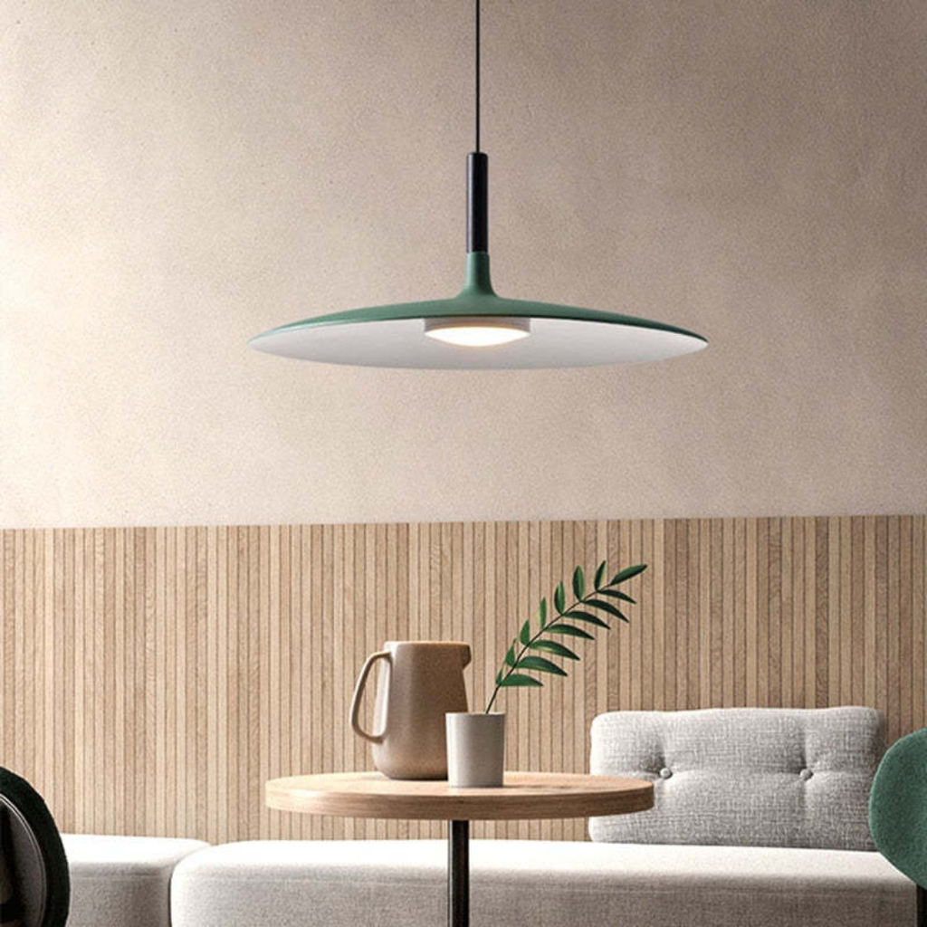 Contemporary White Metal Hanging Lamp – LED, Height Adjustable